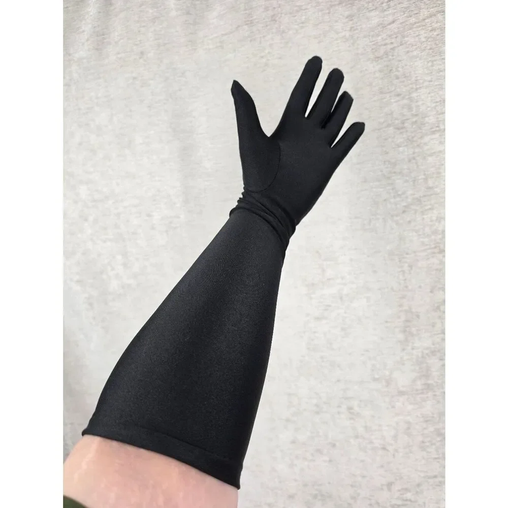 Lord & Taylor Black Opera-Length Stretch Nylon Long Dress Gloves
